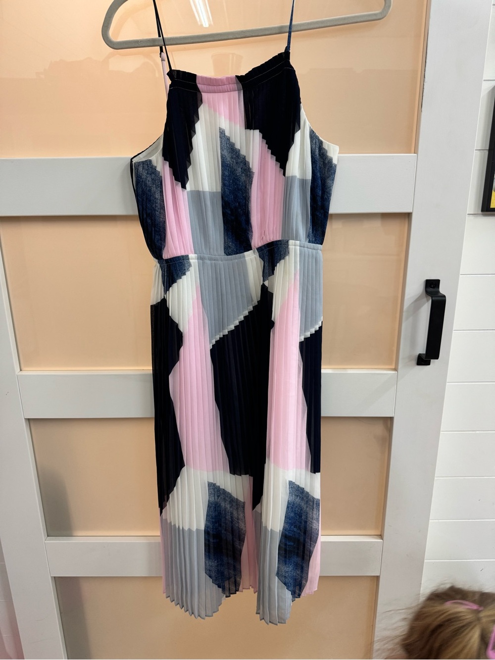Banana Republic Pleated Midi Dress in Navy, Pink, White